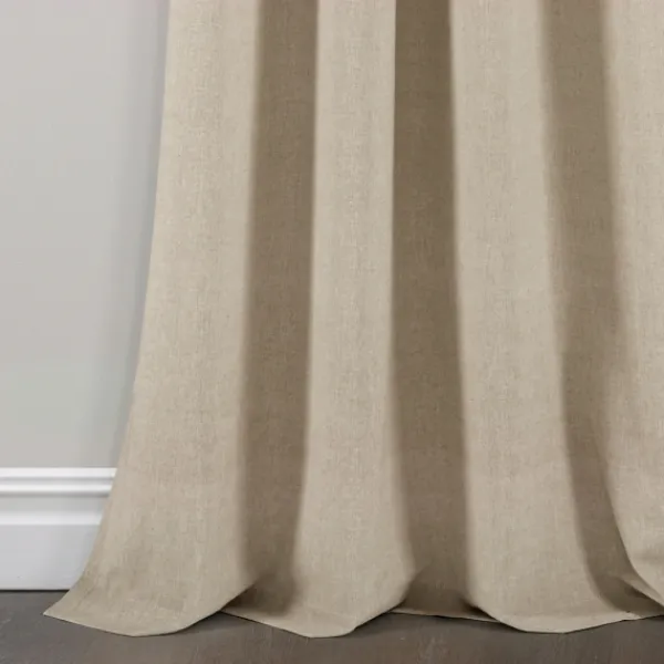 Curtains & Drapes-Kirkland's Home Linen Button And Stripe Curtain Panel Set, 84 In. Tan/White