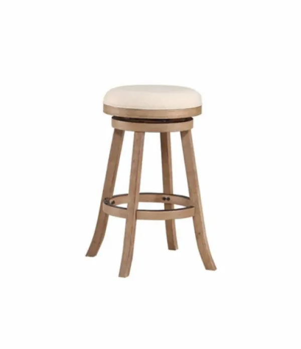 Bar Stools & Counter Height Stools-Kirkland's Home Linen Driftwood Finish Swivel Bar Stool Tan