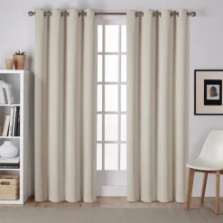 Curtains & Drapes-Kirkland's Home Linen Sateen Curtain Panel Set, 96 In. Tan