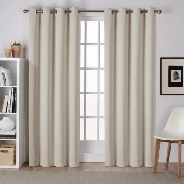 Curtains & Drapes-Kirkland's Home Linen Sateen Curtain Panel Set, 96 In. Tan