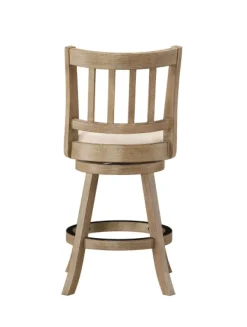 Bar Stools & Counter Height Stools-Kirkland's Home Linen Slat Back Swivel Counter Stool Ivory