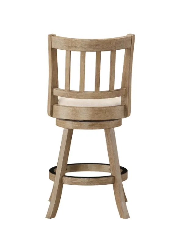 Bar Stools & Counter Height Stools-Kirkland's Home Linen Slat Back Swivel Counter Stool Ivory