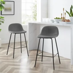 Bar Stools & Counter Height Stools-Kirkland's Home Linen Slope Seat Counter Stools, Set Of 2 Gray