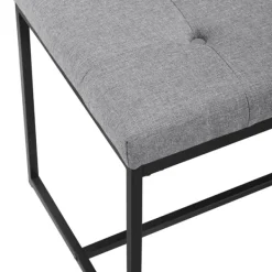 Benches & Ottomans-Kirkland's Home Linen Tufted Bench With Metal Base Gray