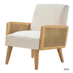 Accent Chairs-Kirkland's Home Linen Upholstered Accent Chair Ivory