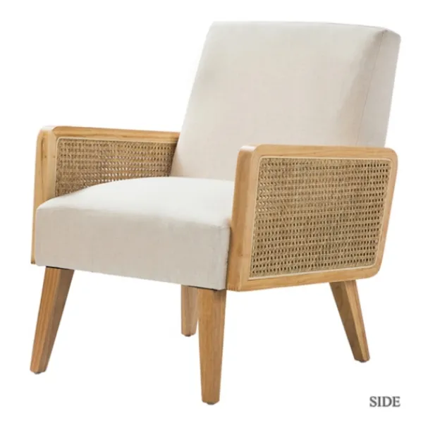 Accent Chairs-Kirkland's Home Linen Upholstered Accent Chair Ivory