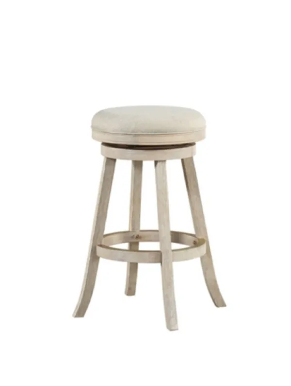 Bar Stools & Counter Height Stools-Kirkland's Home Linen Upholstered Swivel Bar Stool Ivory