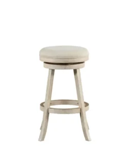 Bar Stools & Counter Height Stools-Kirkland's Home Linen Upholstered Swivel Bar Stool Ivory