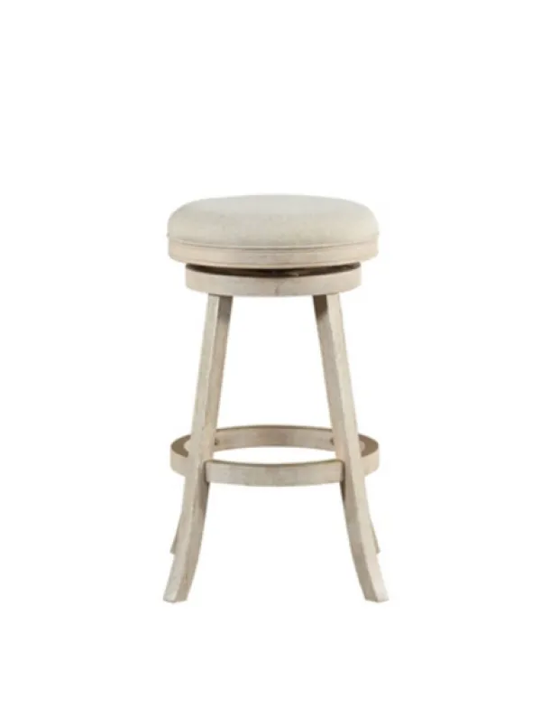 Bar Stools & Counter Height Stools-Kirkland's Home Linen Upholstered Swivel Bar Stool Ivory