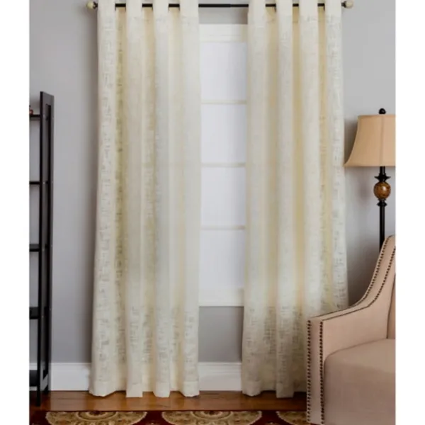 Curtains & Drapes-Kirkland's Home Linen Woven Single Curtain Panel, 84 In. Ivory