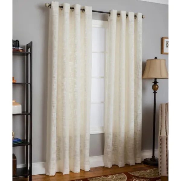 Curtains & Drapes-Kirkland's Home Linen Woven Single Curtain Panel, 84 In. Ivory