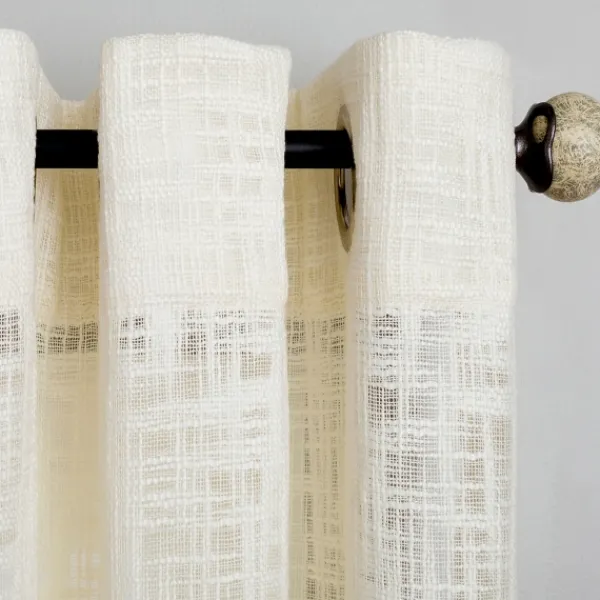 Curtains & Drapes-Kirkland's Home Linen Woven Single Curtain Panel, 84 In. Ivory