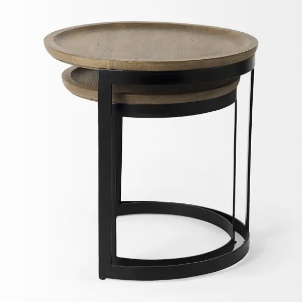 Accent & End Tables-Kirkland's Home Lipped Mango Wood Nesting Accent Tables, Set Of 2