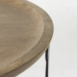 Accent & End Tables-Kirkland's Home Lipped Mango Wood Nesting Accent Tables, Set Of 2