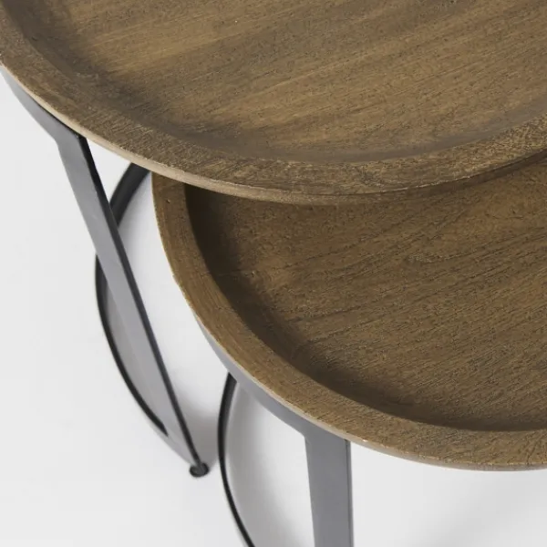 Accent & End Tables-Kirkland's Home Lipped Mango Wood Nesting Accent Tables, Set Of 2