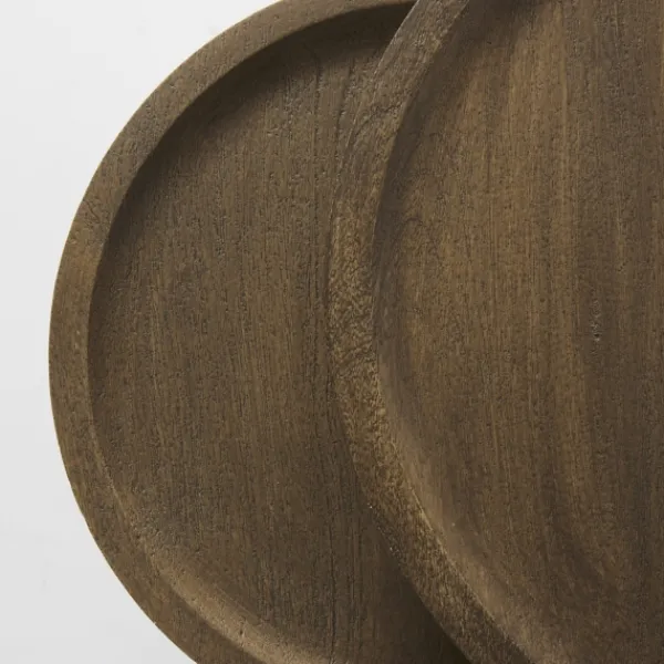 Accent & End Tables-Kirkland's Home Lipped Mango Wood Nesting Accent Tables, Set Of 2