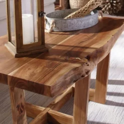 Coffee Tables-Kirkland's Home Live Edge Coffee Table With Crossed Legs, 42 In. Tan