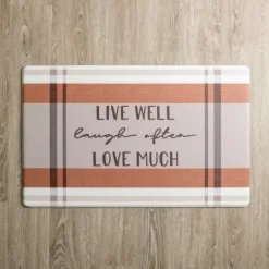 Kitchen & Floor Mats-Kirkland's Home Live, Laugh, Love Plaid Kitchen Mat Brown/Orange
