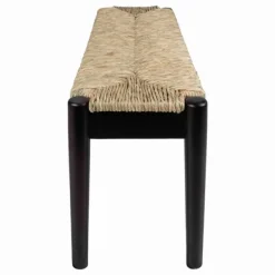 Benches & Ottomans-Kirkland's Home Lola Seagrass And Wood Bench Black
