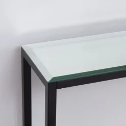 Console Tables-Kirkland's Home Long Metal Mirrored Top Console Table Black