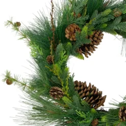 Wreaths-Kirkland's Home Long Needle Pine Christmas Wreath Green/Brown