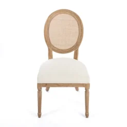 Dining Chairs-Kirkland's Home Louis Cane & Cream Upholstered Dining Chair Ivory