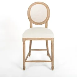 Bar Stools & Counter Height Stools-Kirkland's Home Louis Cane & Cream Upholstered Counter Stool Ivory