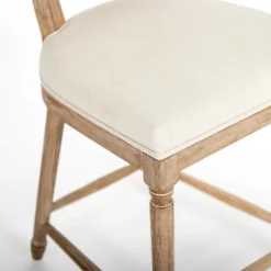 Bar Stools & Counter Height Stools-Kirkland's Home Louis Cane & Cream Upholstered Counter Stool Ivory
