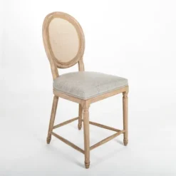 Bar Stools & Counter Height Stools-Kirkland's Home Louis Cane Upholstered Counter Stool Gray