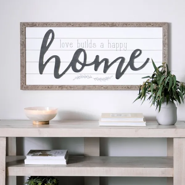 Wall Quotes & Signs-Kirkland's Home Love Builds A Happy Home Printed Wall Art Gray