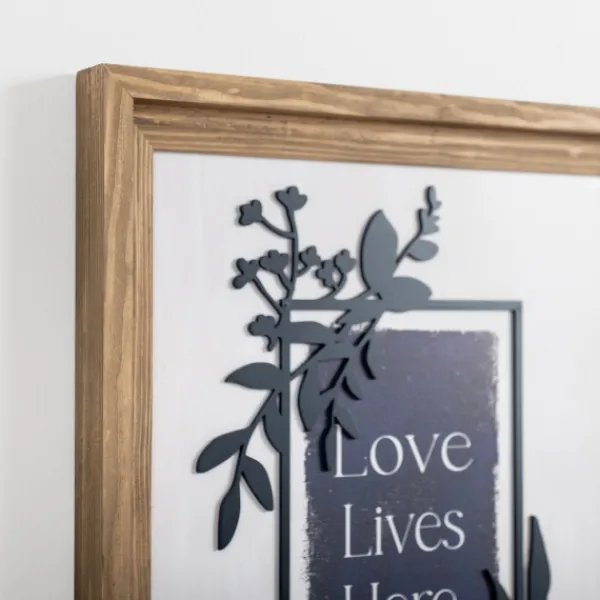Wall Quotes & Signs-Kirkland's Home Love Lives Here Blue Greenery Wall Plaque Ivory/Blue