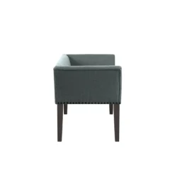 Benches & Ottomans-Kirkland's Home Low Back Flared Nailhead Trim Bench Blue