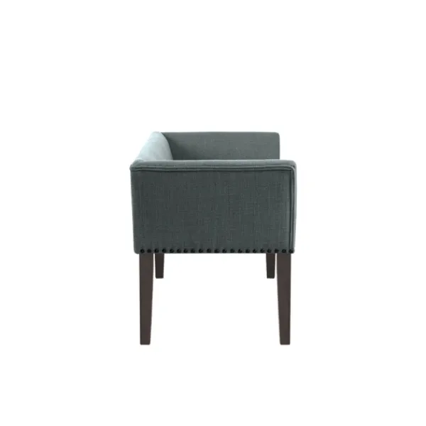 Benches & Ottomans-Kirkland's Home Low Back Flared Nailhead Trim Bench Blue