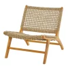 Accent Chairs-Kirkland's Home Low Slung Woven Teakwood Accent Chair Tan