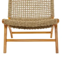 Accent Chairs-Kirkland's Home Low Slung Woven Teakwood Accent Chair Tan