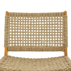 Accent Chairs-Kirkland's Home Low Slung Woven Teakwood Accent Chair Tan