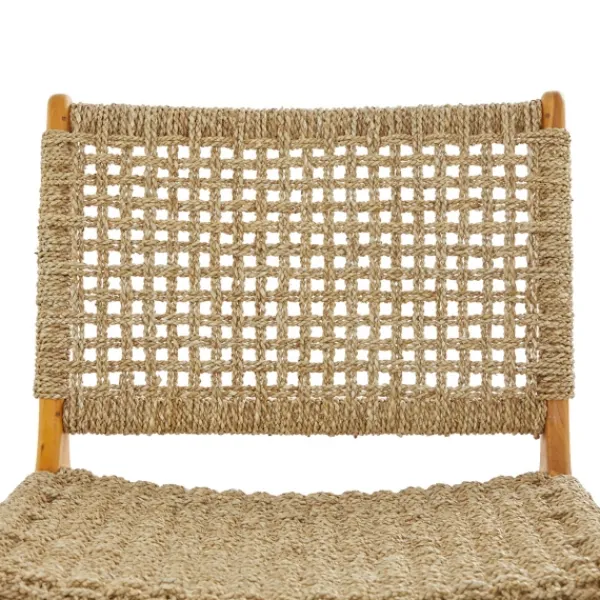 Accent Chairs-Kirkland's Home Low Slung Woven Teakwood Accent Chair Tan