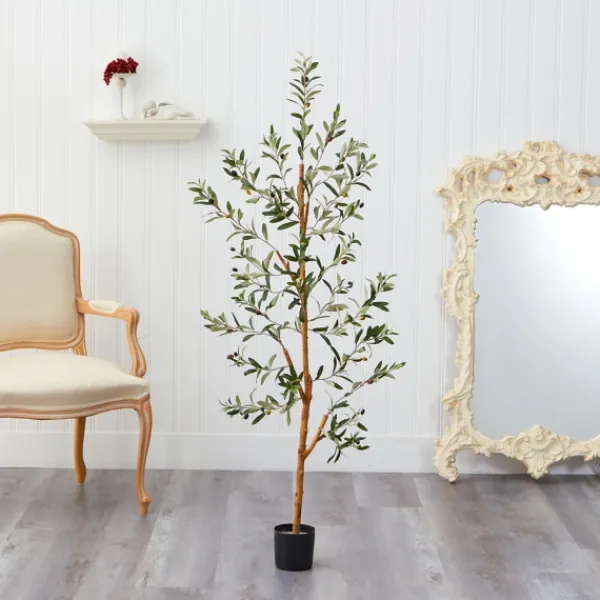 Trees & Topiaries-Kirkland's Home Lucky Olive Tree In Nursery Planter, 54 In.