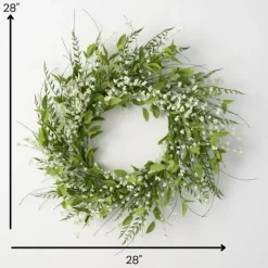 Wreaths-Kirkland's Home Lush Leaf And Berry Wreath Green/White