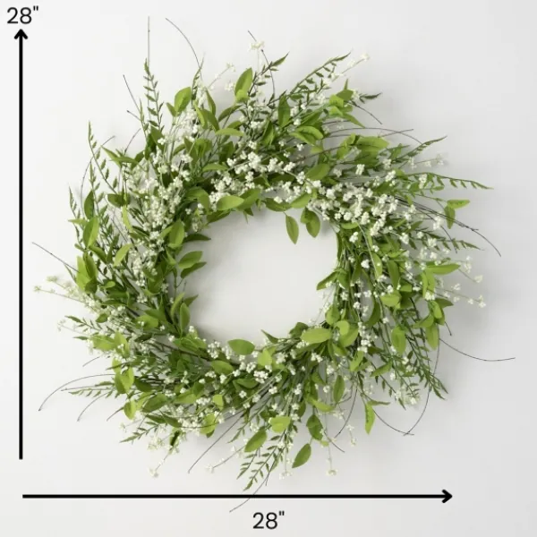 Wreaths-Kirkland's Home Lush Leaf And Berry Wreath Green/White