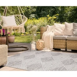 Outdoor Rugs-Kirkland's Home Luxe Diamond Outdoor Area Rug, 6X9 Gray