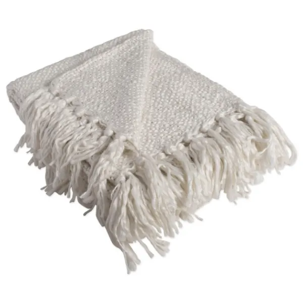 Blankets & Throws-Kirkland's Home Luxe Knit Fringed Throw Ivory