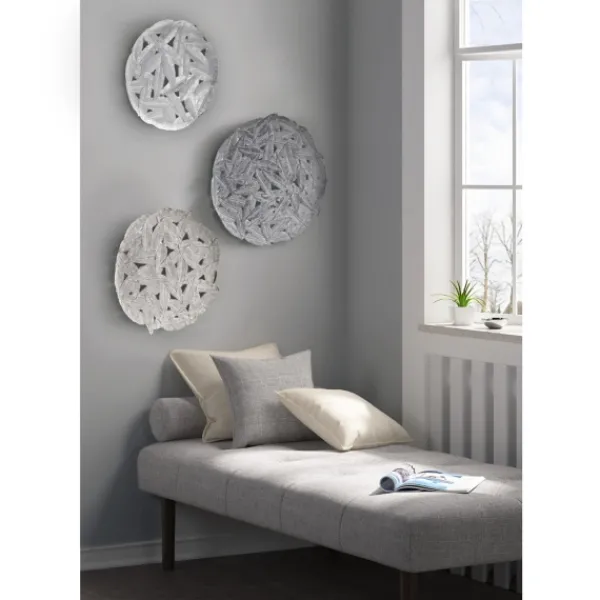 Wall Plaques-Kirkland's Home Madison Park Iron Feathers Wall Plaques, Set Of 3 Silver/Gray