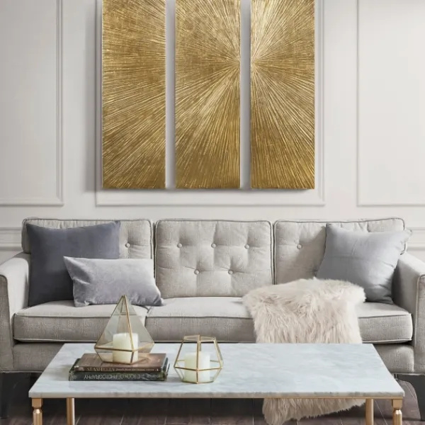 Wall Plaques-Kirkland's Home Madison Park Sunburst 3-Pc. Wall Plaque Gold