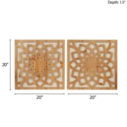 Wall Plaques-Kirkland's Home Madison Park Wood Lotus Wall Plaques, Set Of 2 Brown/White