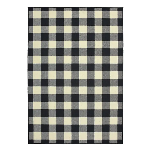 Outdoor Rugs-Kirkland's Home Madura Buffalo Check Outdoor Area Rug, 5X7 Black/White