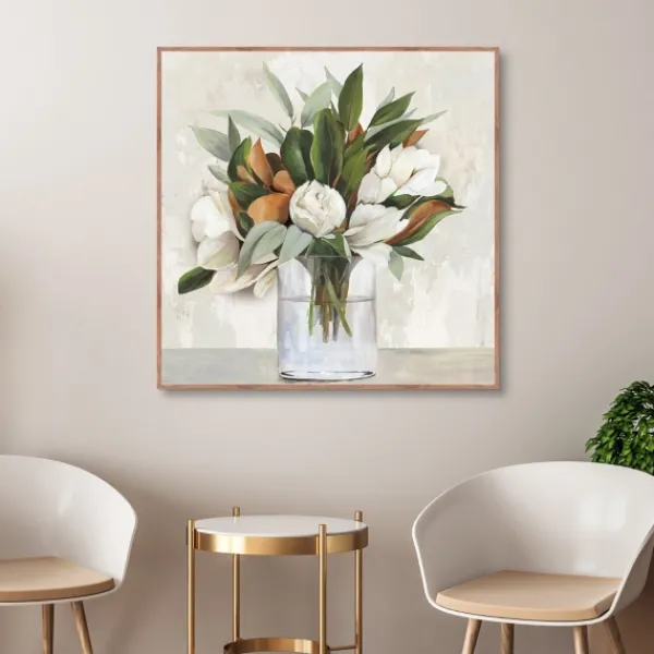 Canvas Art-Kirkland's Home Magnolia Bouquet Framed Canvas Art Print Ivory/Green