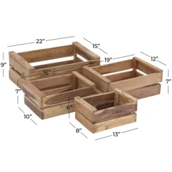 Baskets & Boxes-Kirkland's Home Mahogany Finish 4-Pc. Wooden Crates Brown