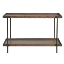 Console Tables-Kirkland's Home Mahogany Oak Wood Tray Top Console Table Brown