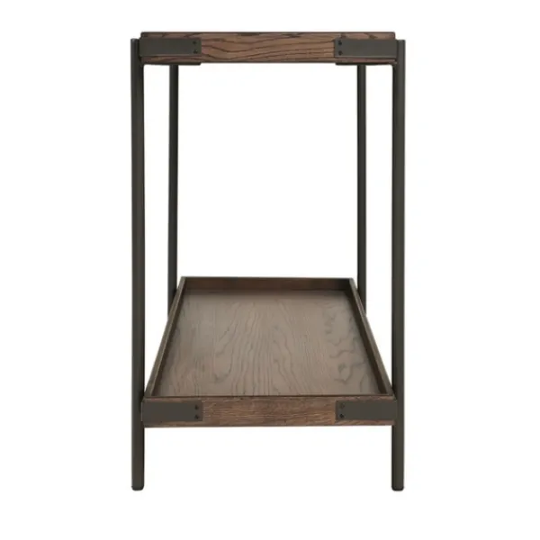 Console Tables-Kirkland's Home Mahogany Oak Wood Tray Top Console Table Brown